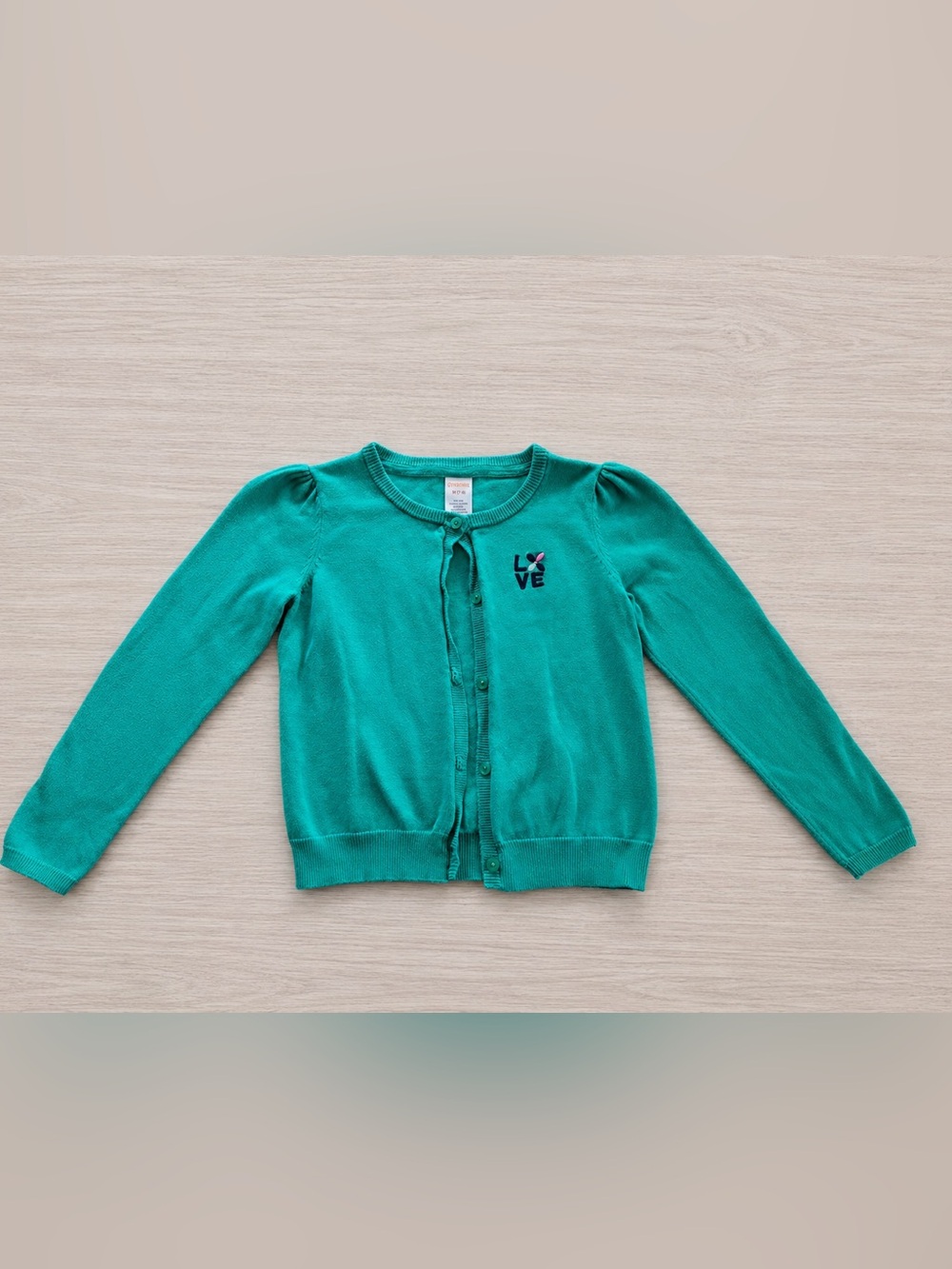 Vintage Gymboree Cardigan Spearmint Teal Green Picture Day Line Sweater M 7-8